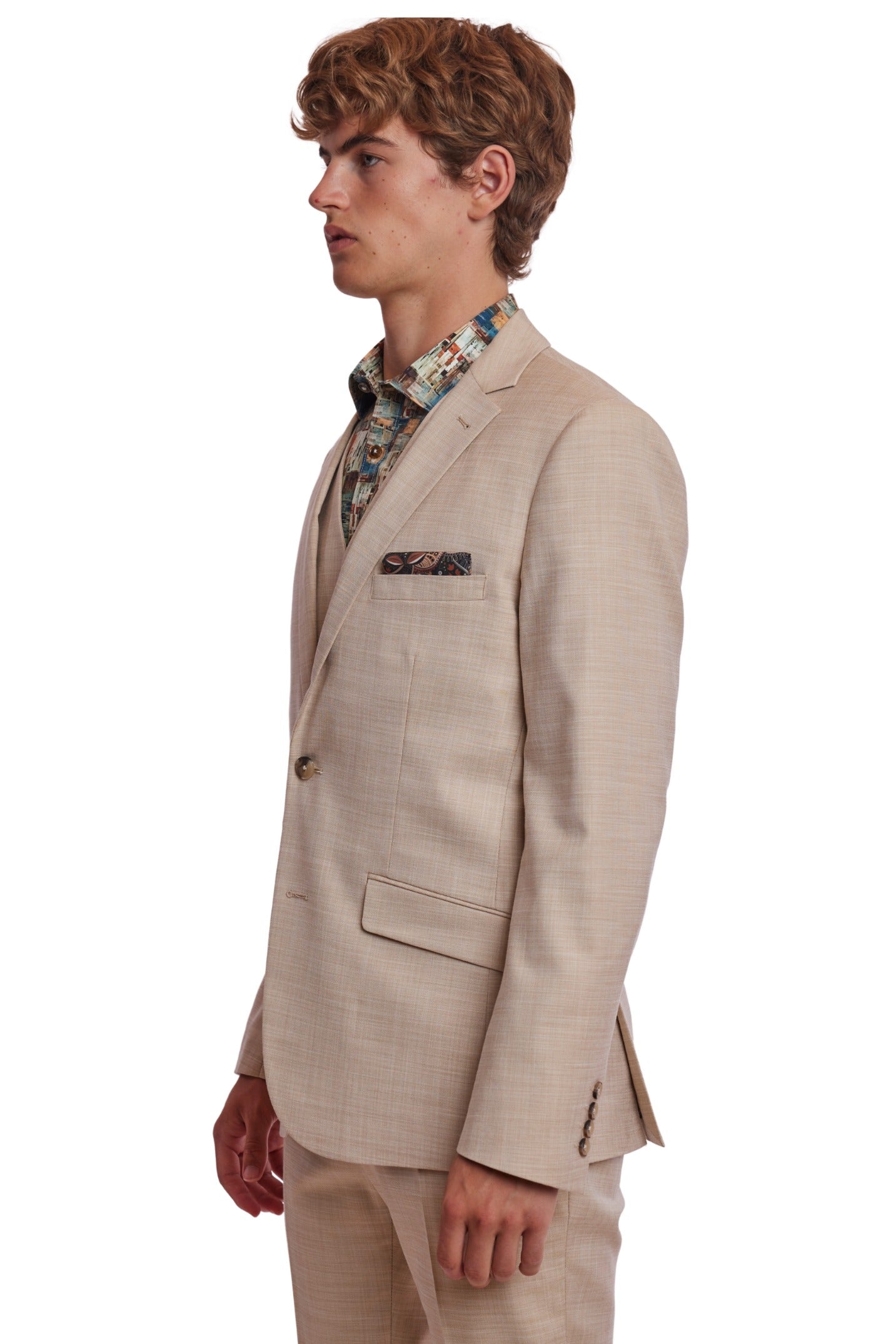 Dover Notch Jacket  - slim - Cream Beige Shark