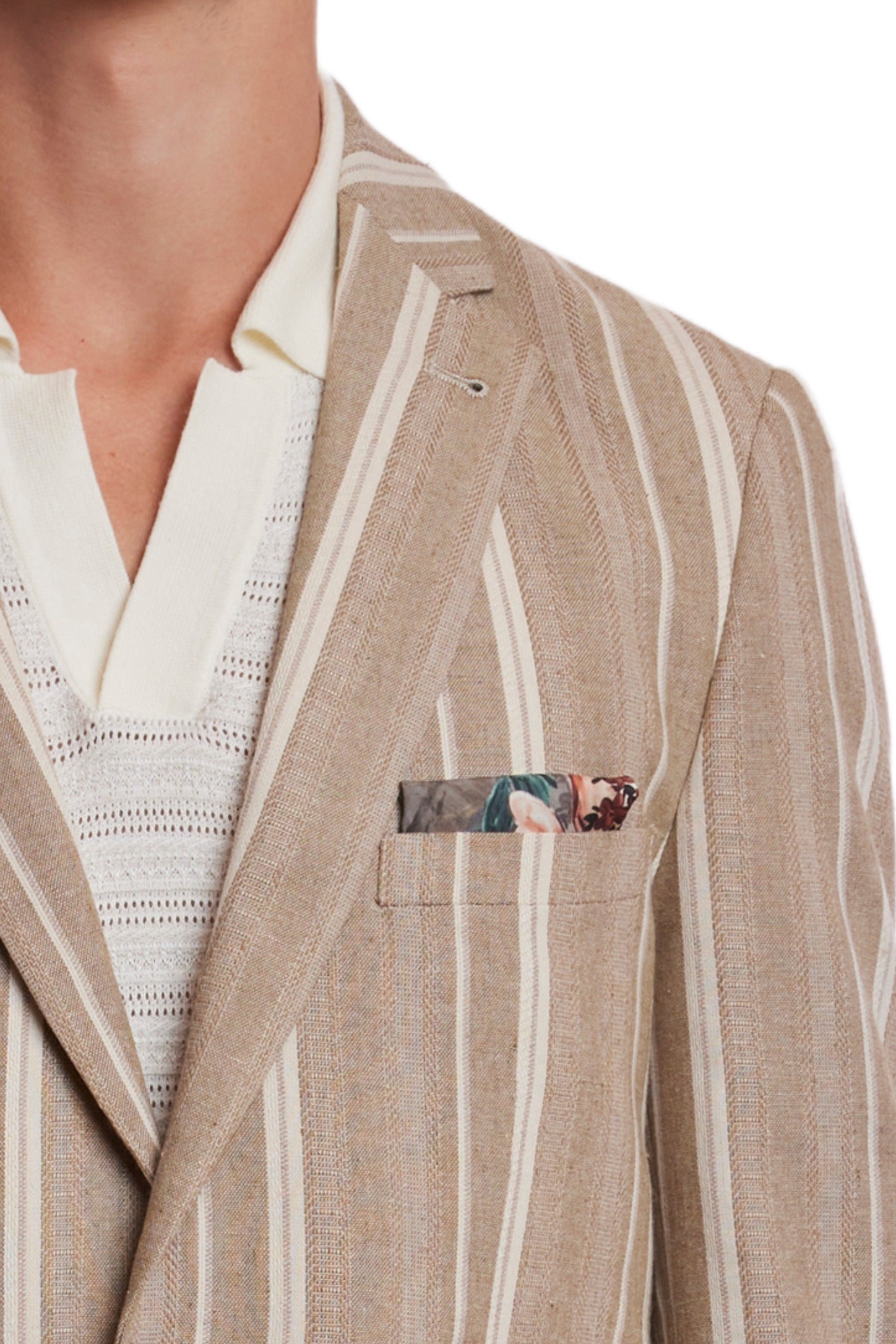 Dover Notch Jacket - slim - Tan Beige Stripes