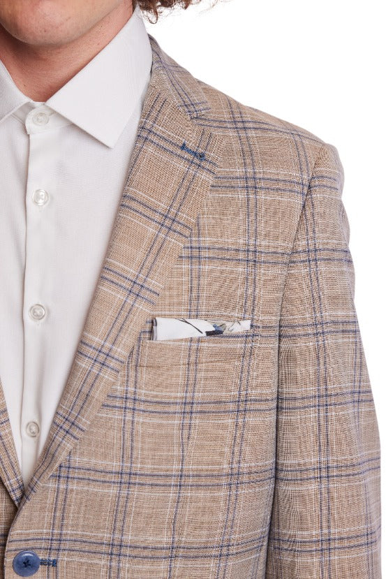 Dover Notch Jacket - slim - Tan Blue White Check