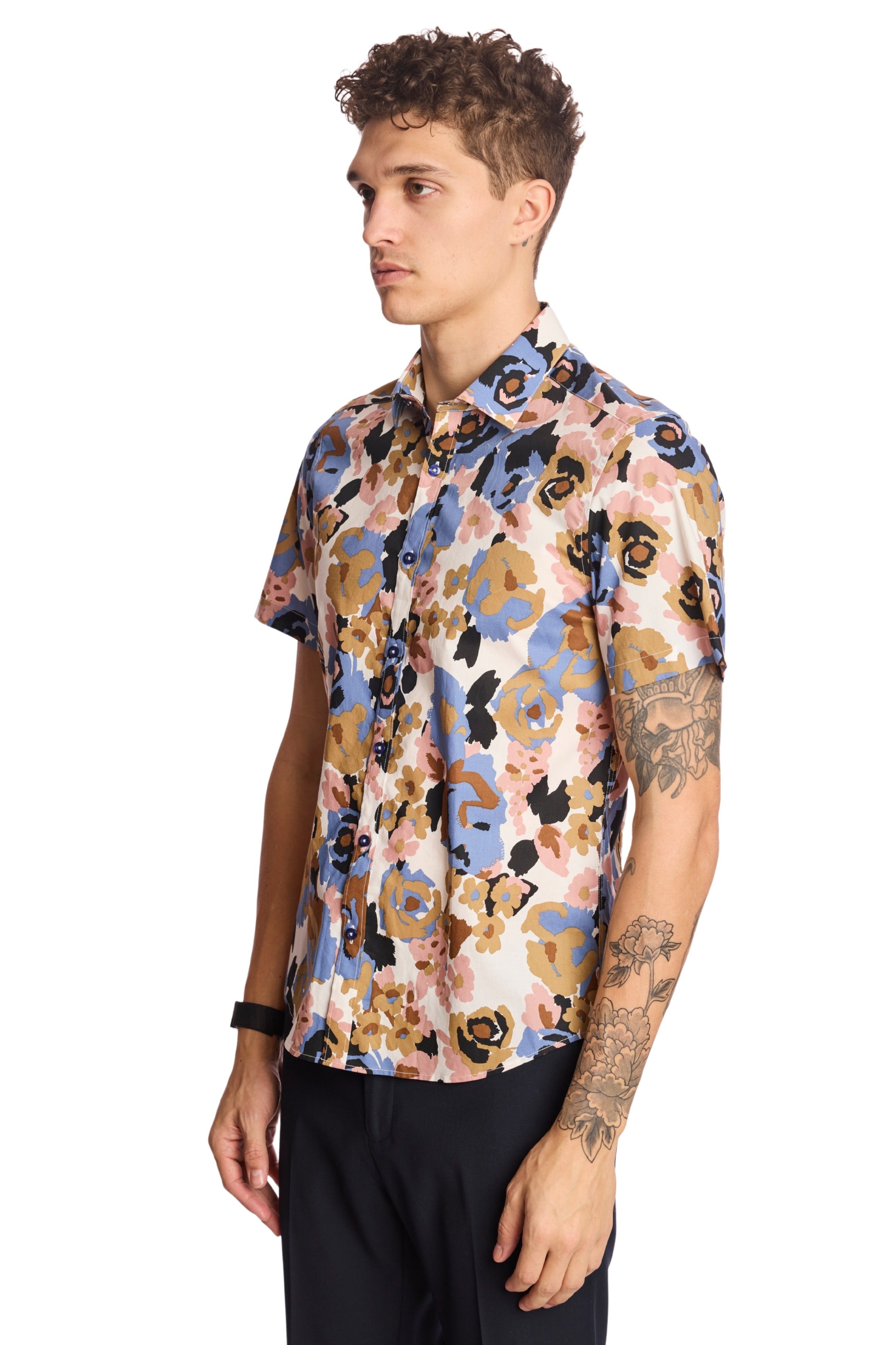 S/S Sawyer Shirt - Blue Pink Brown