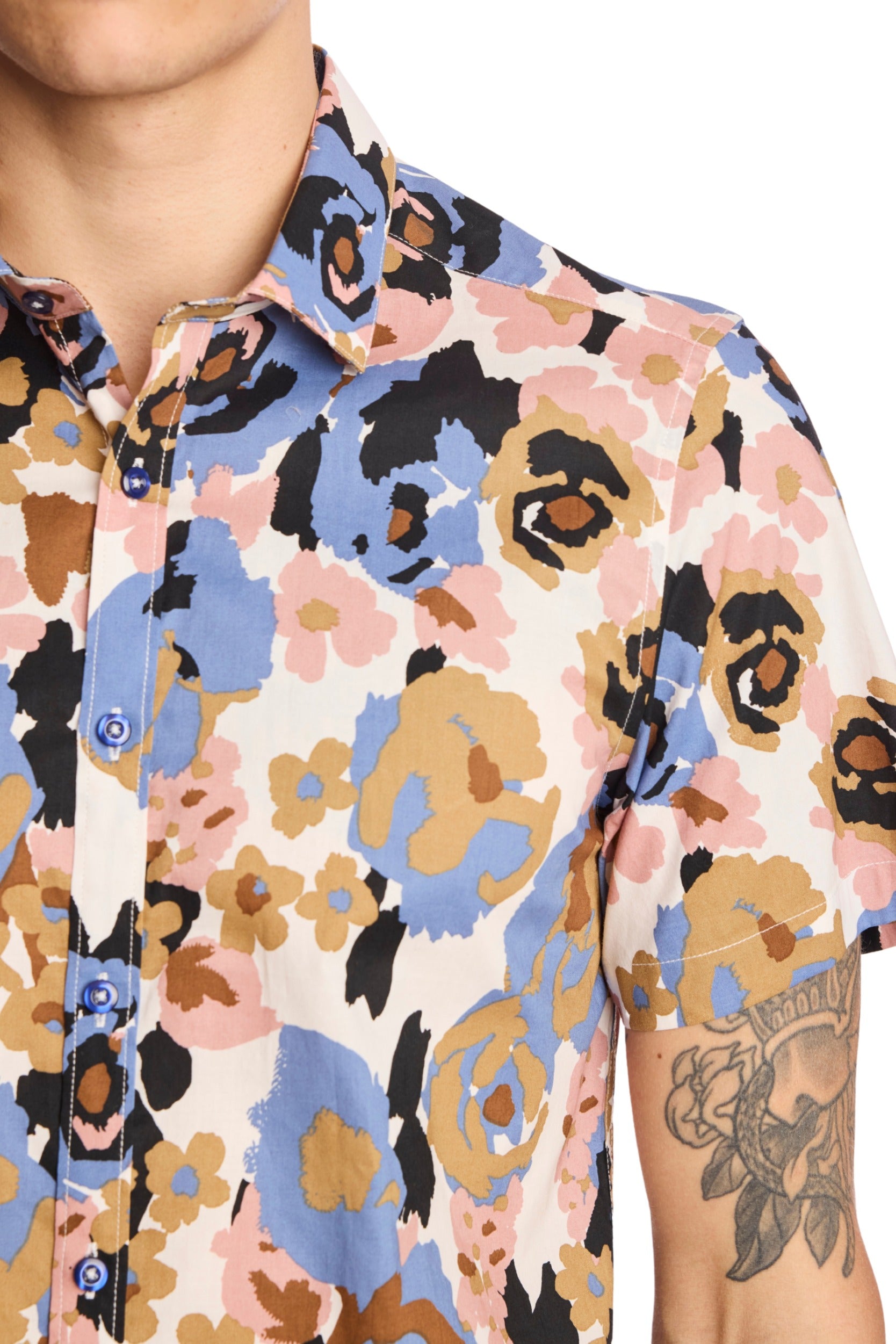 S/S Sawyer Shirt - Blue Pink Brown