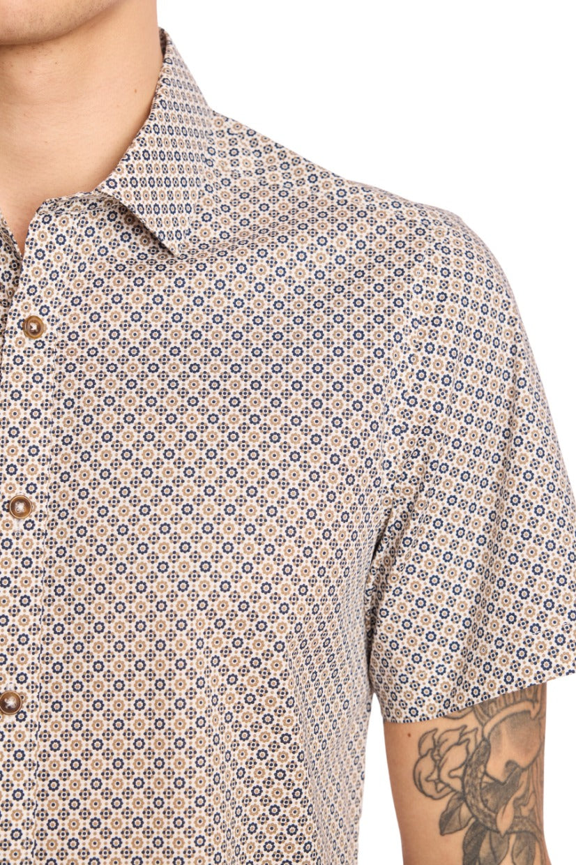 S/S Sawyer Shirt - Navy Tan Floral