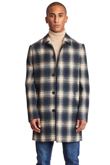  Topper Coat - slim - Navy Cream Buffalo Plaid