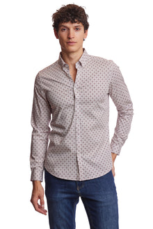  Brian Button Down Shirt - Burgundy White