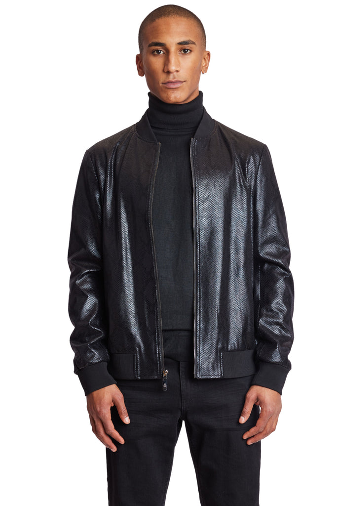 Hyde Bomber Jacket slim Black Snake