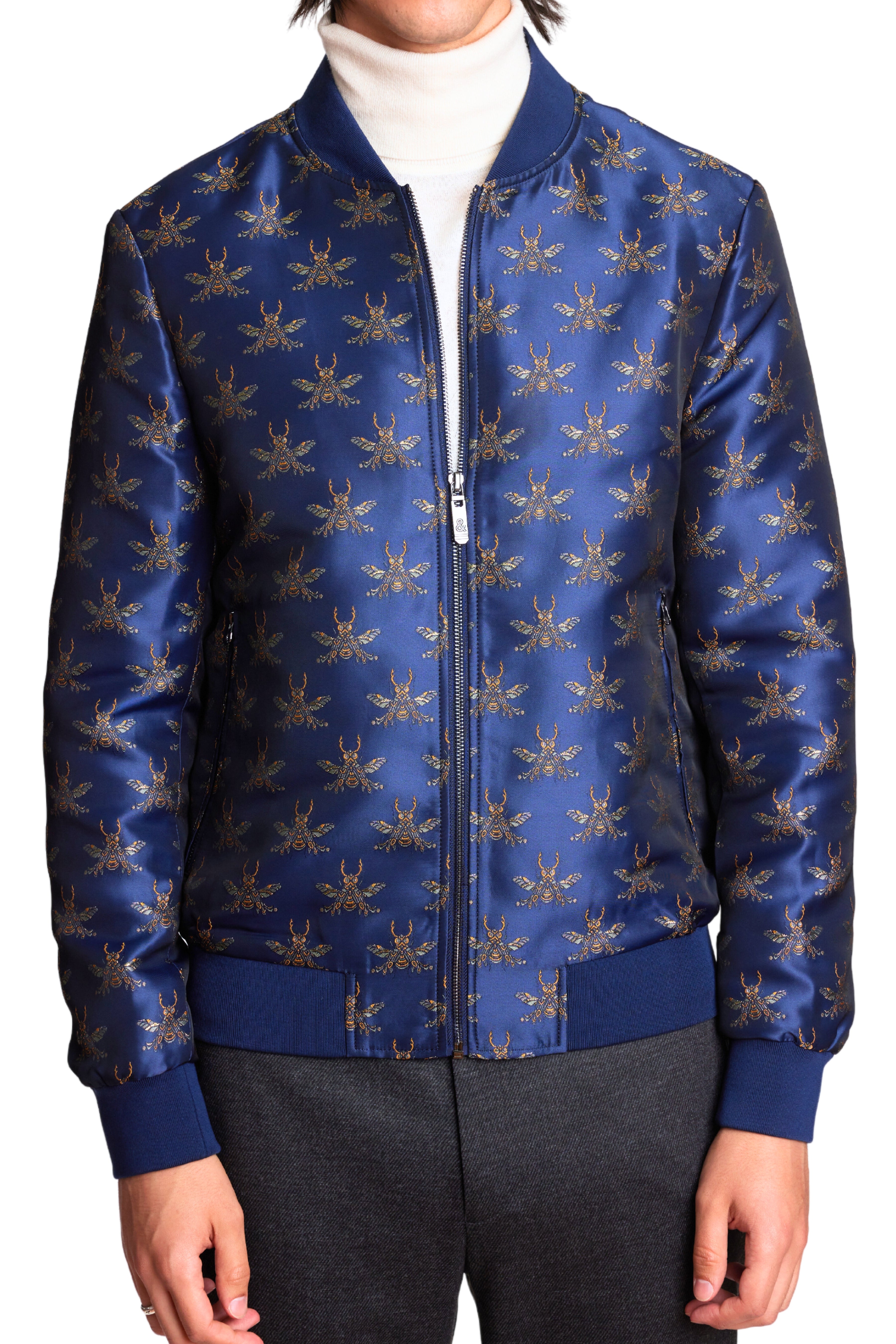 Louis Vuitton Navy Sleeve Monogram Bomber Jacket