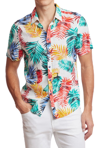 Soleil S/S Shirt - Multicolor Leaves