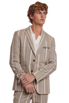  Dover Notch Jacket - slim - Tan Beige Stripes