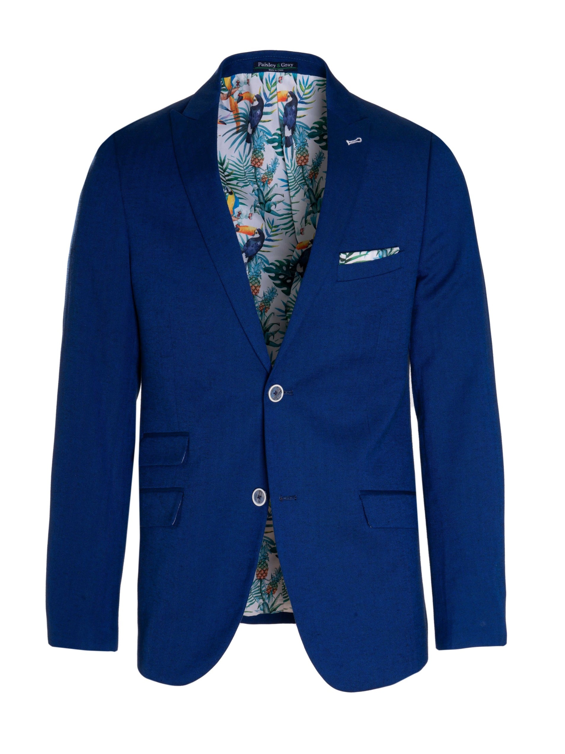 Ashton Peak Jacket - slim - Cobalt Herringbone